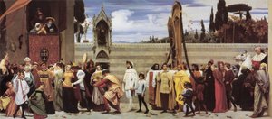 De gevierde Madonna van Cimabue wordt in processie door de straten van Florence gedragen