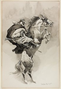 "As They Threw their Animals Back upon their Haunches," illustratie voor An Arabian Day and Night, in Harper