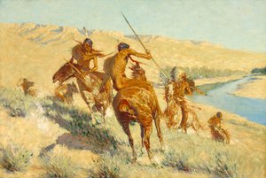 Episode van het buffelgeweer (de verschijning van het buffelgeweer: een buffelepisode) 1909 door Frederic Remington