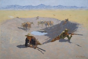Vechten voor de waterpoel door Frederic Remington
