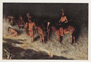 Brand op de prairie, uit Colliers Weekly, pub. 1908 door Frederic Remington