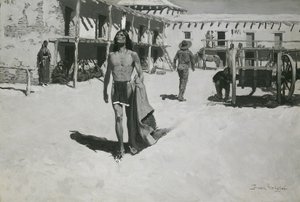 Niets dan vrolijke blikken volgden de vleermuis door Frederic Remington