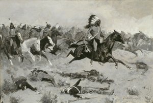 Rushing Red Lodges door de lijn, ca. 1900 door Frederic Remington