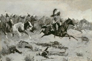 Rushing Red Lodges door de lijn gegaan, ca. 1900 door Frederic Remington