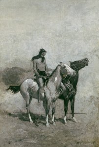 De vuurvreter slingerde zijn slachtoffer over zijn pony, c.1900