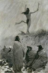 De Vuurvreter Hief Zijn Armen op naar de Dondervogel door Frederic Remington