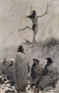 De Vuurvreter Hief Zijn Armen op naar de Dondervogel door Frederic Remington
