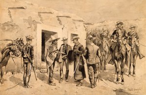 Amerikaanse Cavalerie Jaagt op Garza Mannen aan de Rio Grande