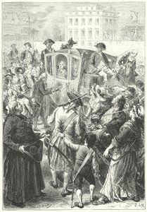 Lodewijk XVI naar Parijs gebracht nadat de menigte het Paleis van Versailles aanviel door Frederic Theodore (after) Lix