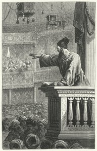 Een imam leest uit de Koran door Frederic Theodore Lix