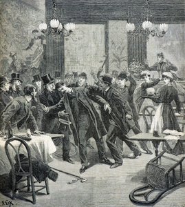 Aanval door de anarchist Leauthier door Frederic Theodore Lix