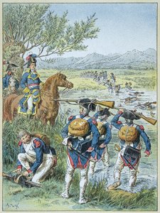 Tweede Slag bij Zürich - Oversteek van de Lintz in 1799 door het leger van Massena door Frederic Theodore Lix