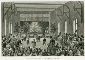 De kerstboom bij de Dietsch-inrichting. Gravure door Lix, ter illustratie van het verhaal A travers l