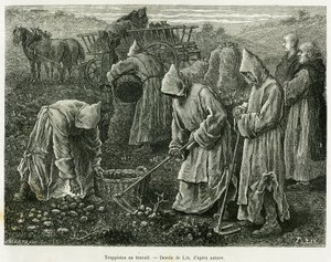 Trappisten aan het werk. Gravure door Lix ter illustratie van het verhaal 