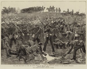 De stormloop naar water bij de Abu Halfa-bronnen op weg naar Gubat, een incident van Sir Herbert Stewart