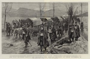 De oorlog tussen Servië en Bulgarije, de Servische terugtocht naar Nisch, 26 november door Frederic Villiers