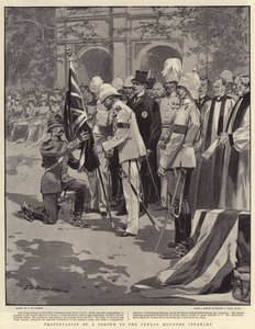 Presentatie van een kleur aan de Ceylon Mounted Infantry door Frederic de Haenen