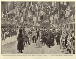 De aankomst op Paddington, een begroeting van de prinses van Wales