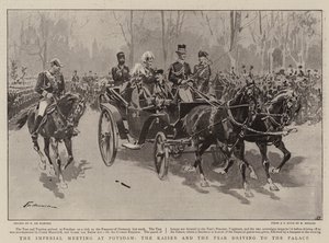 De keizerlijke ontmoeting in Potsdam, de keizer en de tsaar rijden naar het paleis