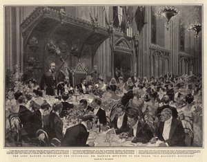 Het banket van de Lord Mayor in de Guildhall, Mr. Balfour reageert op de toast, Zijne Majesteits Ministers door Frederic de Haenen
