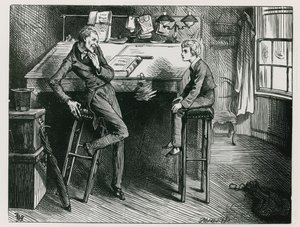Uriah Heep en David Copperfield in het Kantoor van Mr Wickfield door Frederick (after) Barnard