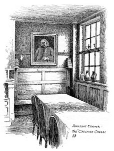 Johnsons Corner, de Cheshire Cheese pub, City of London, 1912 door Frederick Adcock