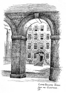 Lamb Building, Temple, vanuit de kloosters, Londen, 1912 door Frederick Adcock