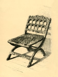 Opvouwbare stoel, walnotenhout, 16e-17e eeuw, 1881