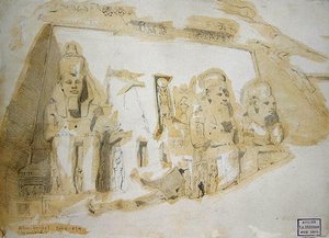 Vier kolossale Beelden van Ramses II (1279-1213 v.Chr.) bij de Grote Tempel van Abu Simbel