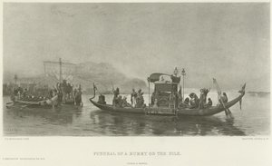 Begrafenis van een mummie op de Nijl door Frederick Arthur Bridgman