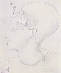 Studie van een reliëf van het hoofd van Seti I in de tempel van Seti I, Abydos