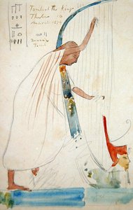 Muurschildering van een harpist in het graf van Ramses III in Thebe