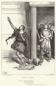 Bottom, als Pyramus, Midzomernachtsdroom, Act V, Scene I door Frederick Barnard