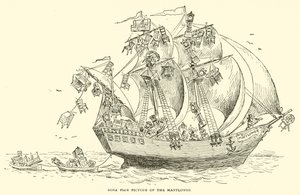 Echte afbeelding van de Mayflower door Frederick Burr Opper