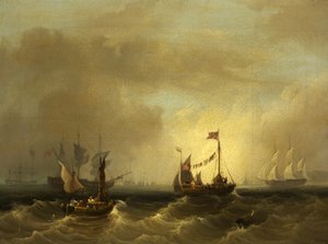 Zeegezicht met Boten door Frederick Calvert