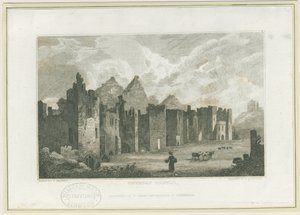 Tutbury Kasteel - Kasteelhof (gravure) door Frederick Calvert