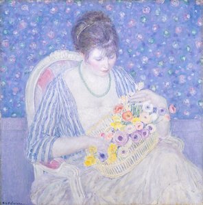 De bloemenmand door Frederick Carl Frieseke