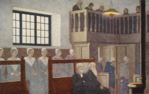 Quaker Heiligen: Een Vriendenbijeenkomst door Frederick Cayley Robinson