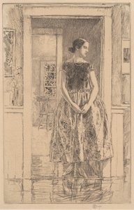 Meisje in een moderne jurk door Frederick Childe Hassam