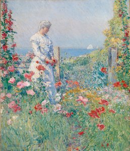 In de Tuin Celia Thaxter in Haar Tuin door Frederick Childe Hassam