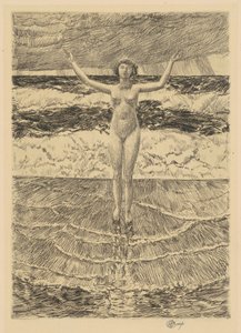 Regendruppels en Branding, 1921 door Frederick Childe Hassam