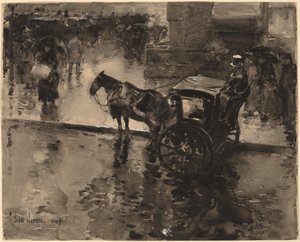 De Opkomende Vloed op de Avenue door Frederick Childe Hassam