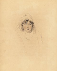 Portret van Lady Augusta Lowther, Gravin van Fane, vrouw van de 1e Graaf van Lonsdale. Handgekleurde gravure door Frederick Christian Lewis naar een illustratie van Sir Thomas Lawrence uit P.G. Patmore’s Cabinet of Gems, Ackermann, Londen