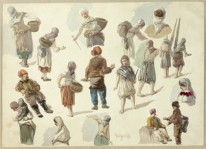 Schetsen van boeren in Boulogne