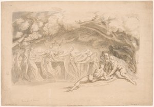 De dans van de nimfen, uit The Tempest door Frederick Christian Lewis