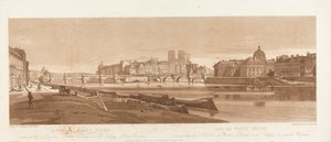Uitzicht op Port Neuf, deel van het Louvre, Notre Dame & het College van Vier Naties, 1803; Plaat 7 uit Uitzichten in Parijs, het Emanuel Volume tracing van de plaat B1981.25.2616