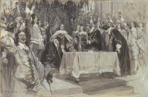 De tweede installatie van Cromwell als beschermer, in Westminster Hall, 26 juni 1657