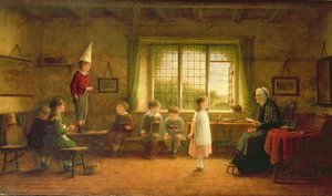 De school van de dame, gesigneerd en gedateerd 1899