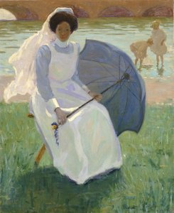Vrouw met Groene Parasol