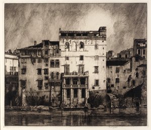 Oude huizen aan de Tiber door Frederick G. Hall